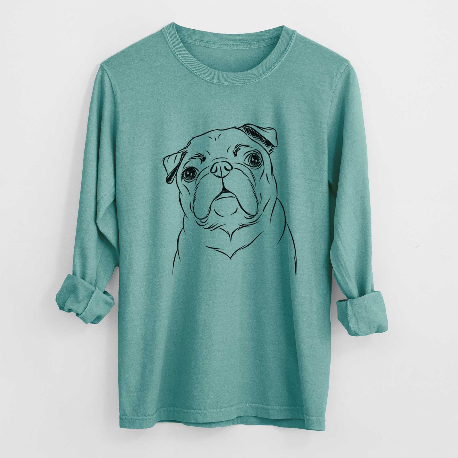 Bare Darling Chloe the Pug - Men's Heavyweight 100% Cotton Long Sleeve