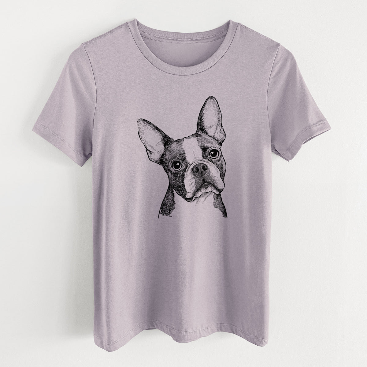 Bare Dee Dee the Boston Terrier - Women&#39;s Lightweight Relaxed Fit 100% Cotton Crewneck