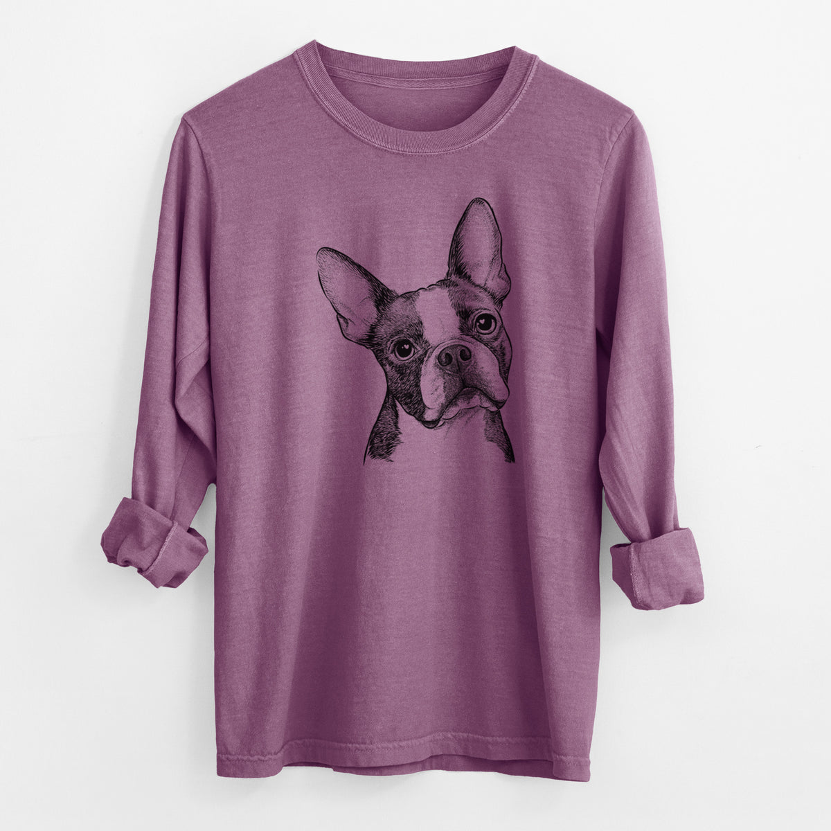 Bare Dee Dee the Boston Terrier - Men's Heavyweight 100% Cotton Long Sleeve