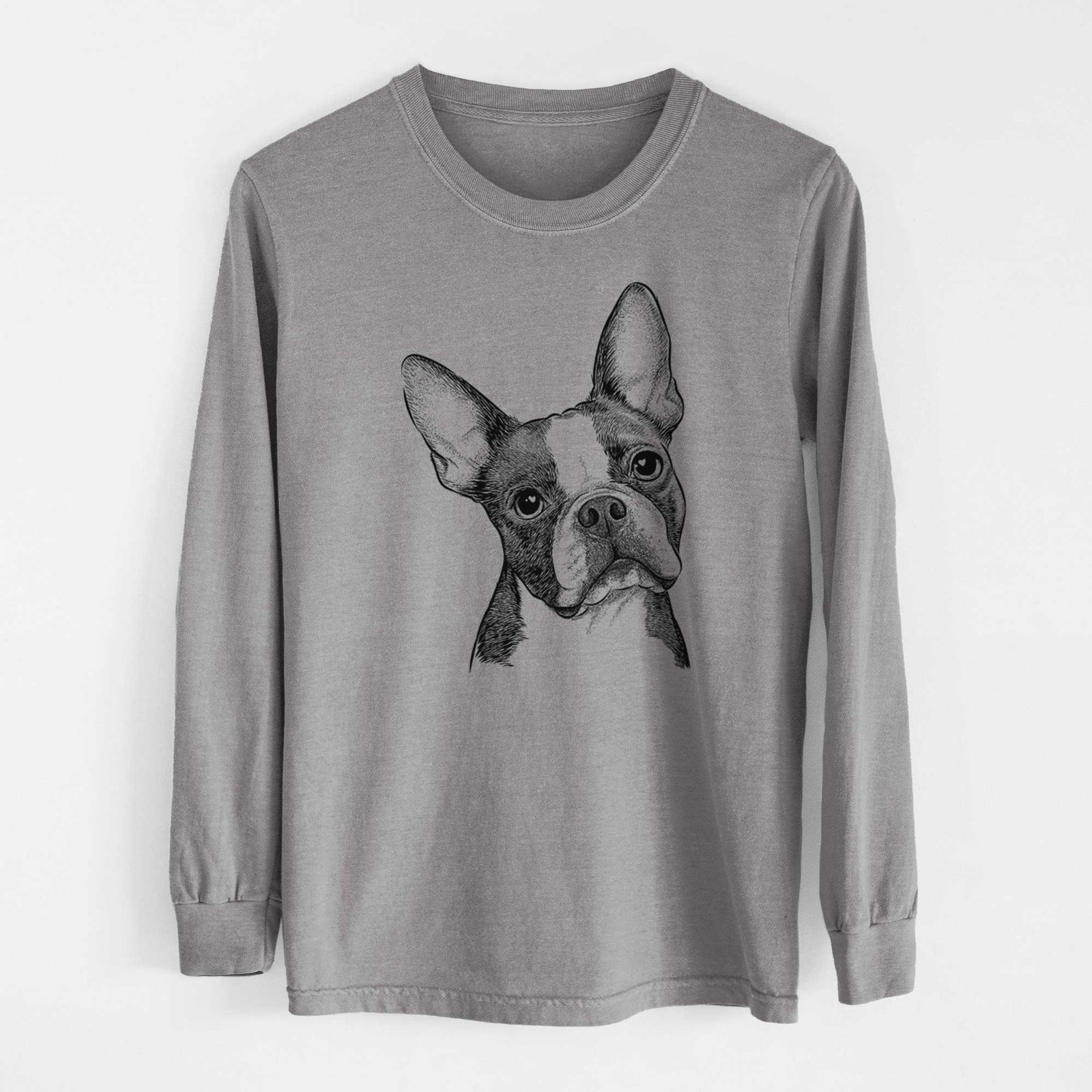 Bare Dee Dee the Boston Terrier - Men's Heavyweight 100% Cotton Long Sleeve