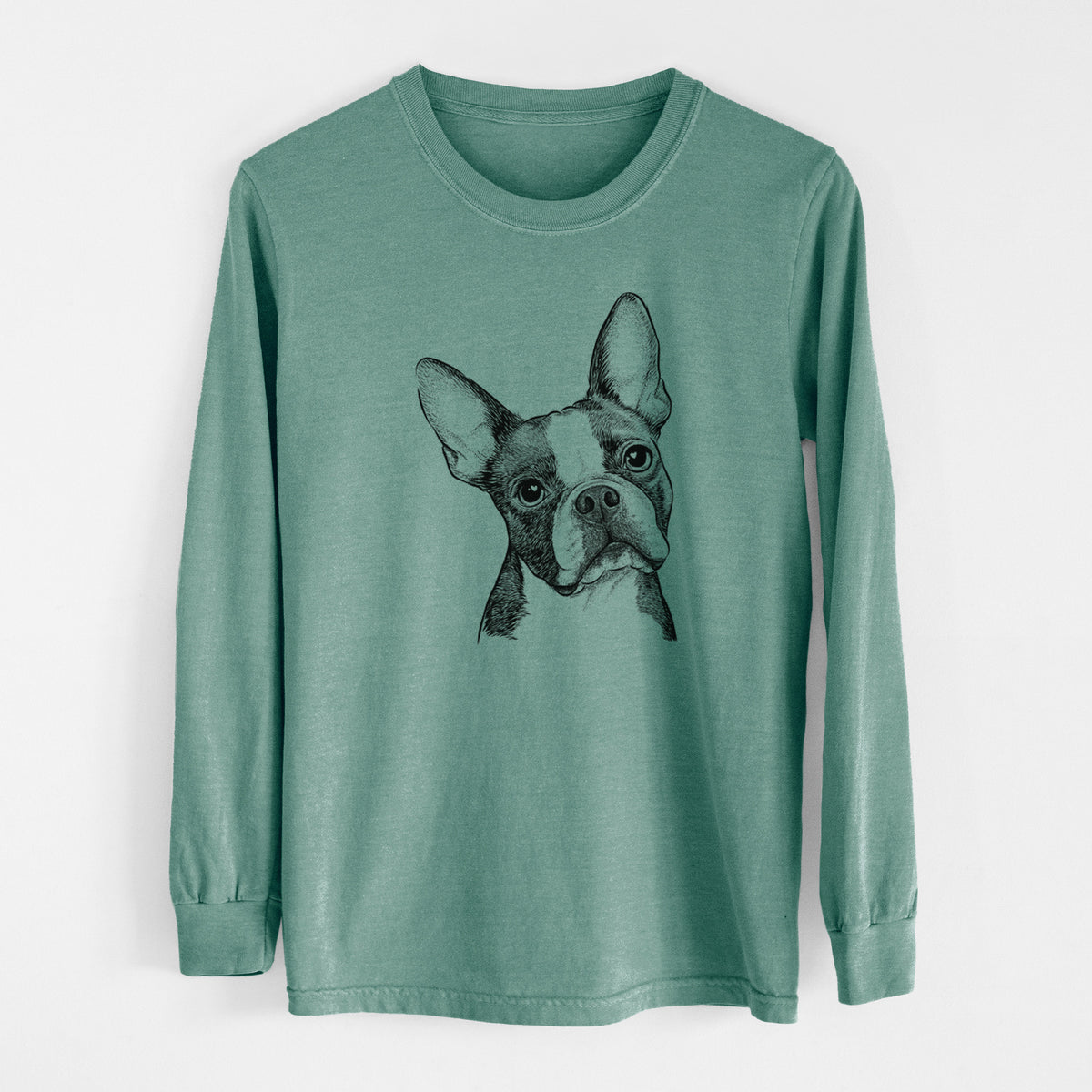 Bare Dee Dee the Boston Terrier - Men's Heavyweight 100% Cotton Long Sleeve