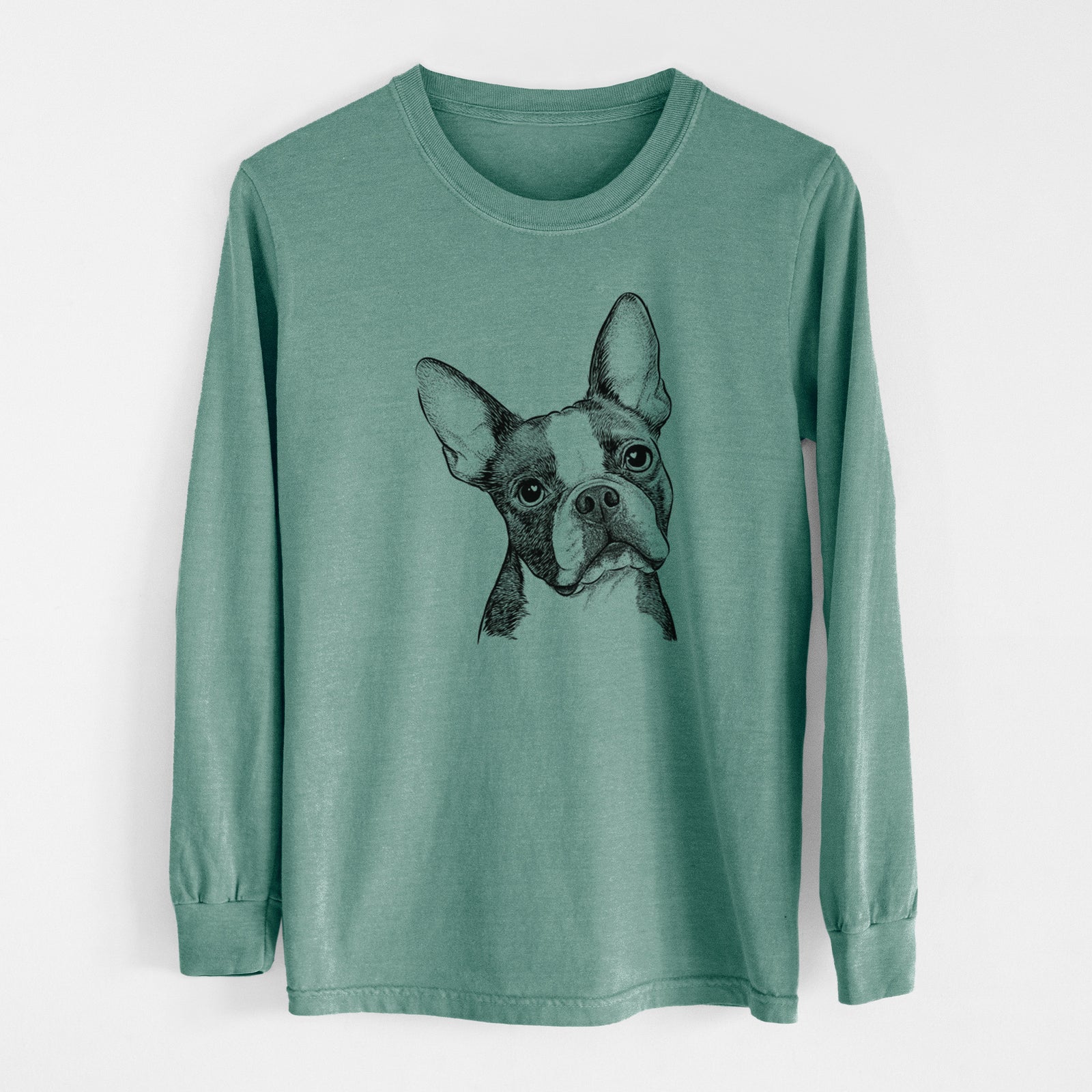 Bare Dee Dee the Boston Terrier - Men's Heavyweight 100% Cotton Long Sleeve