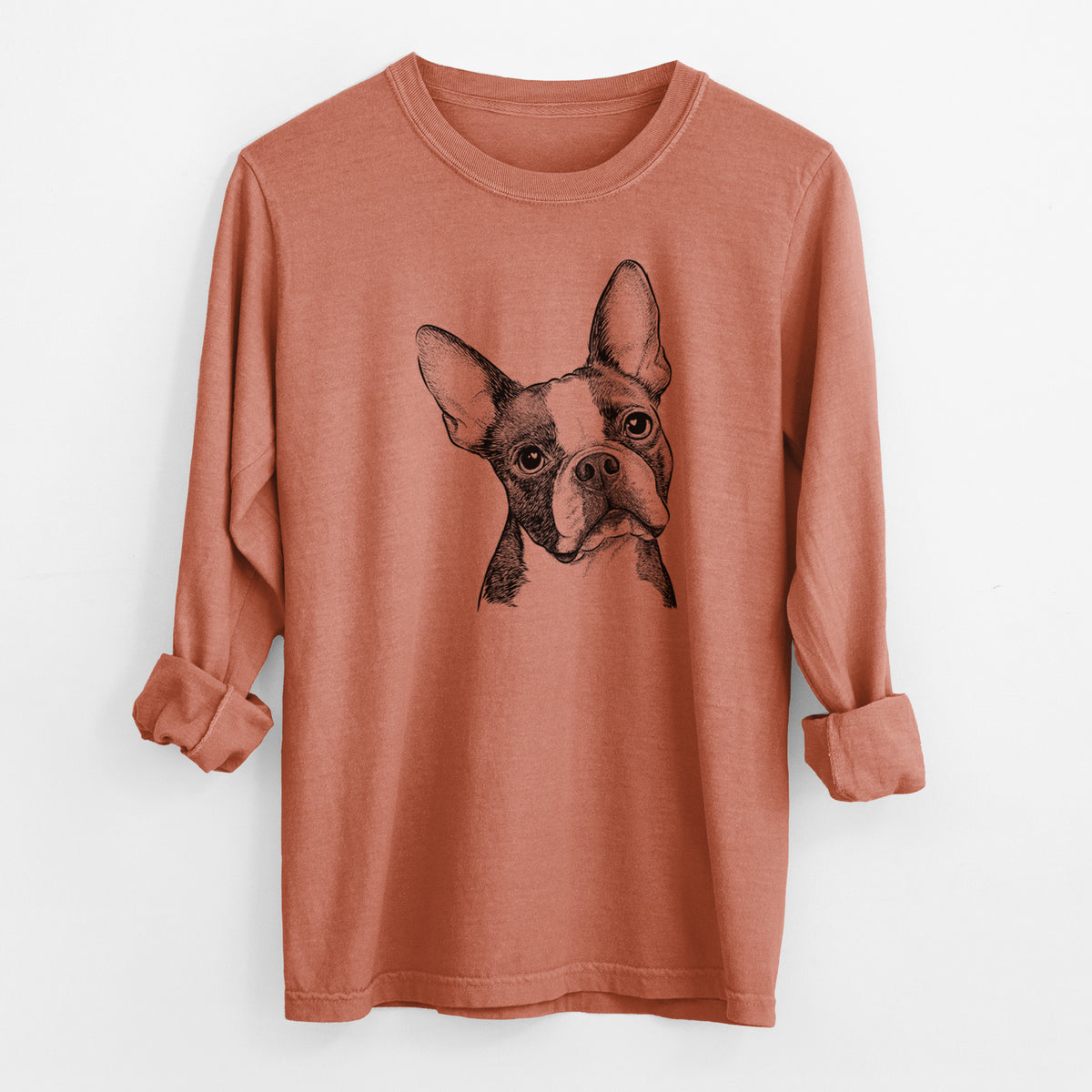 Bare Dee Dee the Boston Terrier - Men's Heavyweight 100% Cotton Long Sleeve