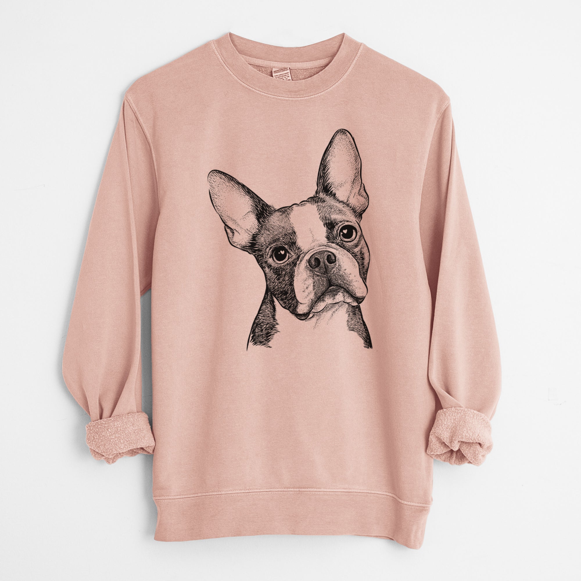 Bare Dee Dee the Boston Terrier - Unisex Pigment Dyed Crew Sweatshirt