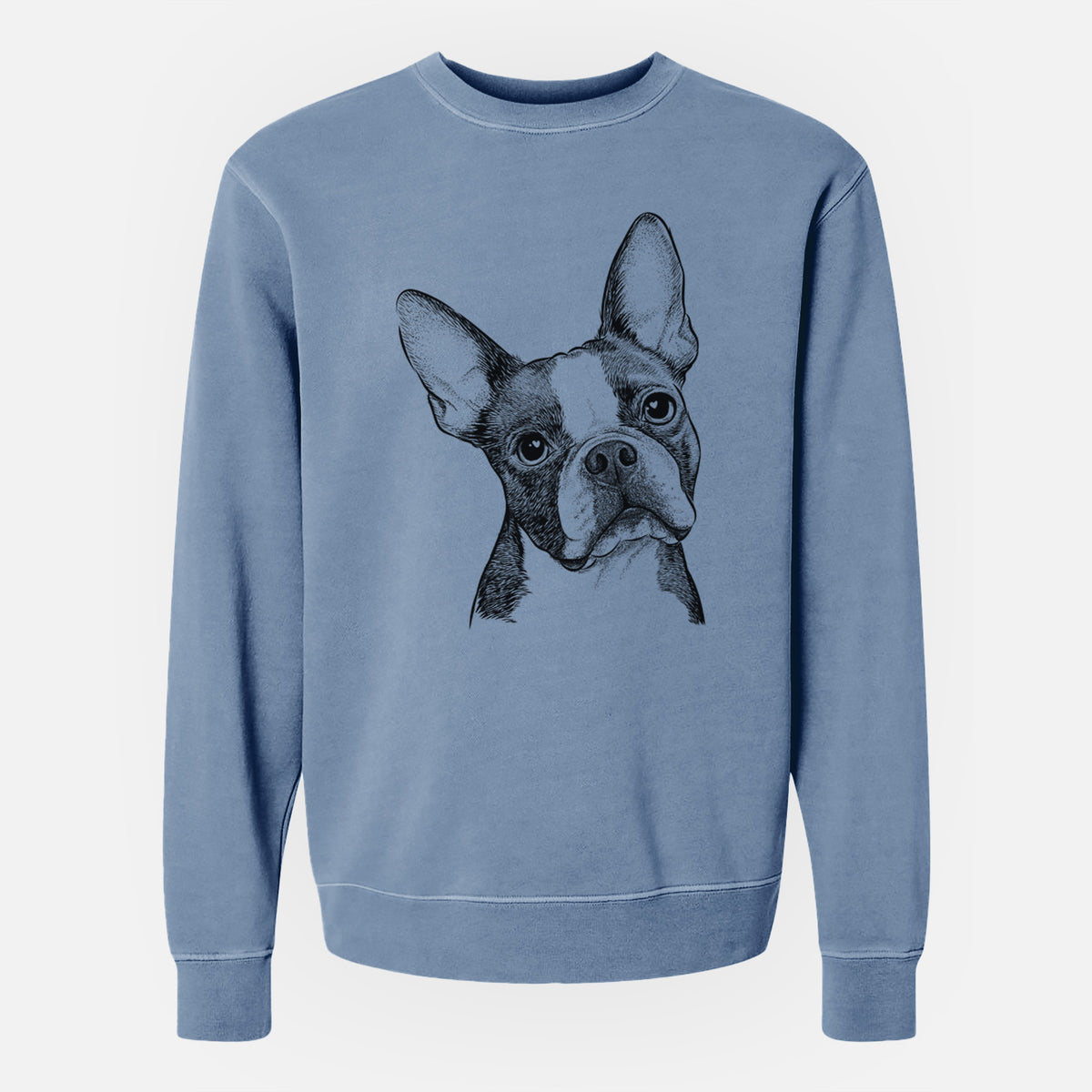 Bare Dee Dee the Boston Terrier - Unisex Pigment Dyed Crew Sweatshirt