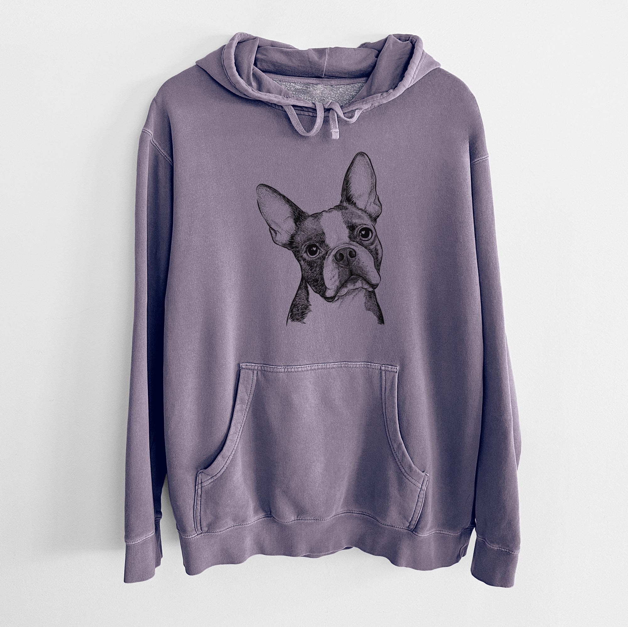 Bare Dee Dee the Boston Terrier - Unisex Pigment Dyed Hoodie