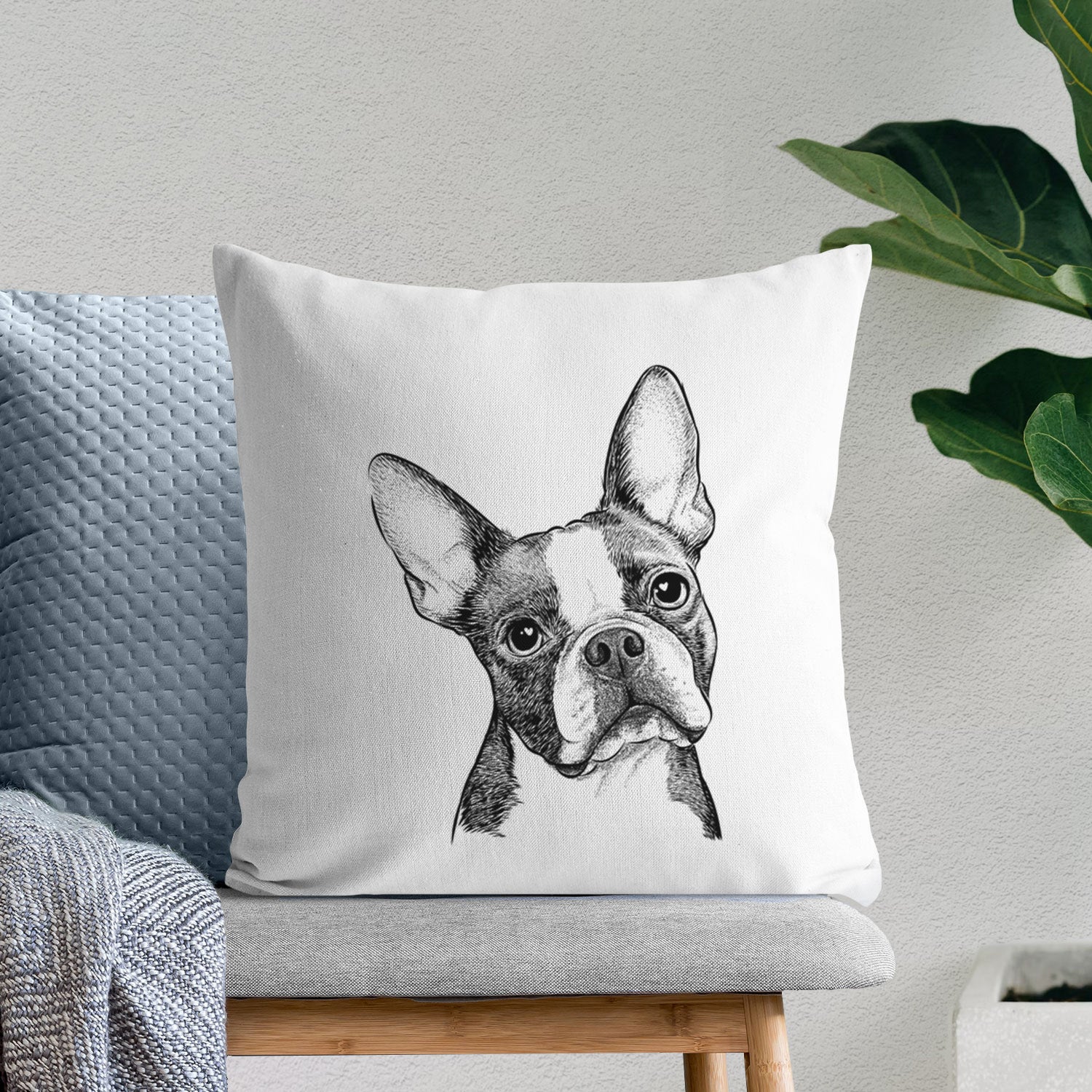 Dee Dee the Boston Terrier - Throw Pillow Cover