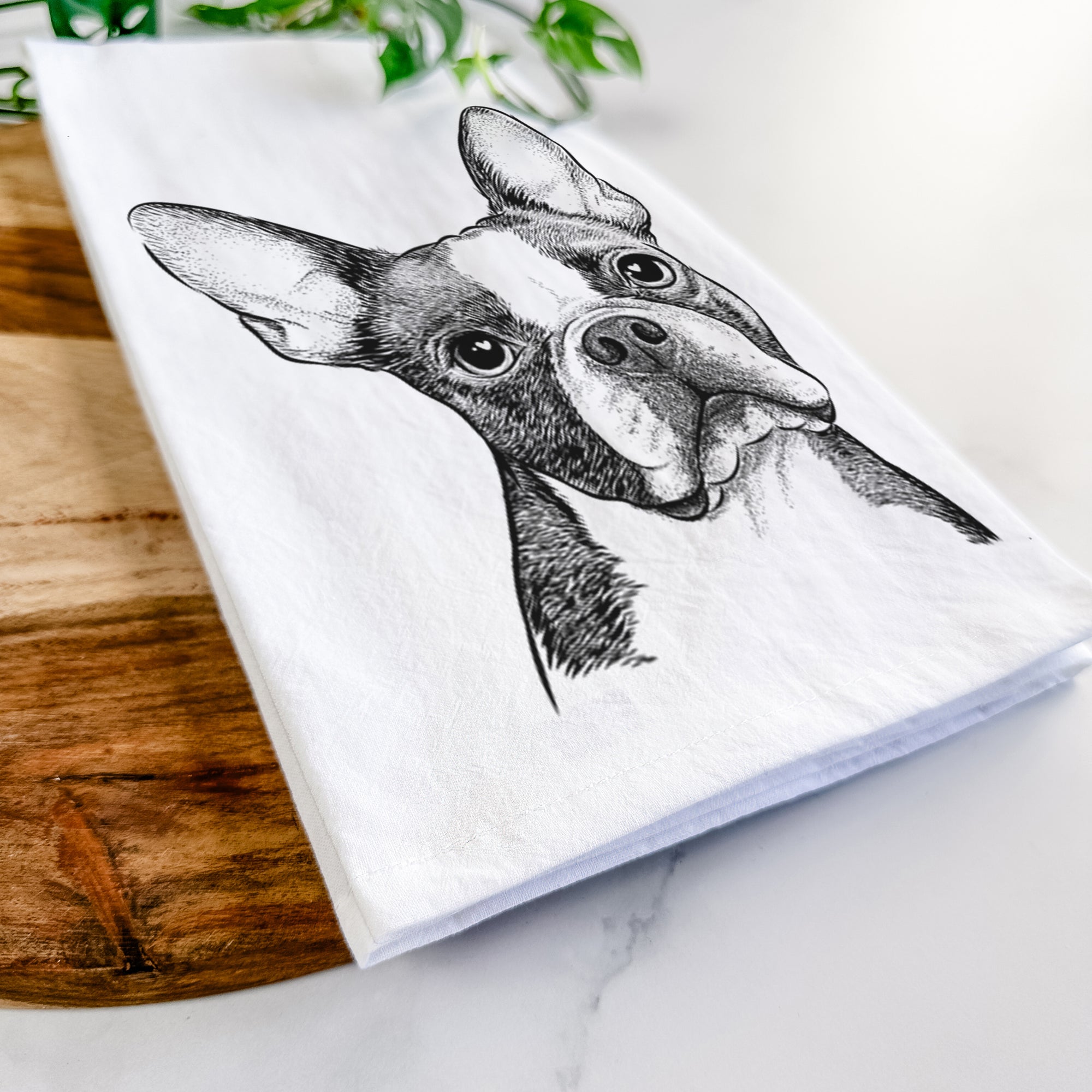 Dee Dee the Boston Terrier Tea Towel