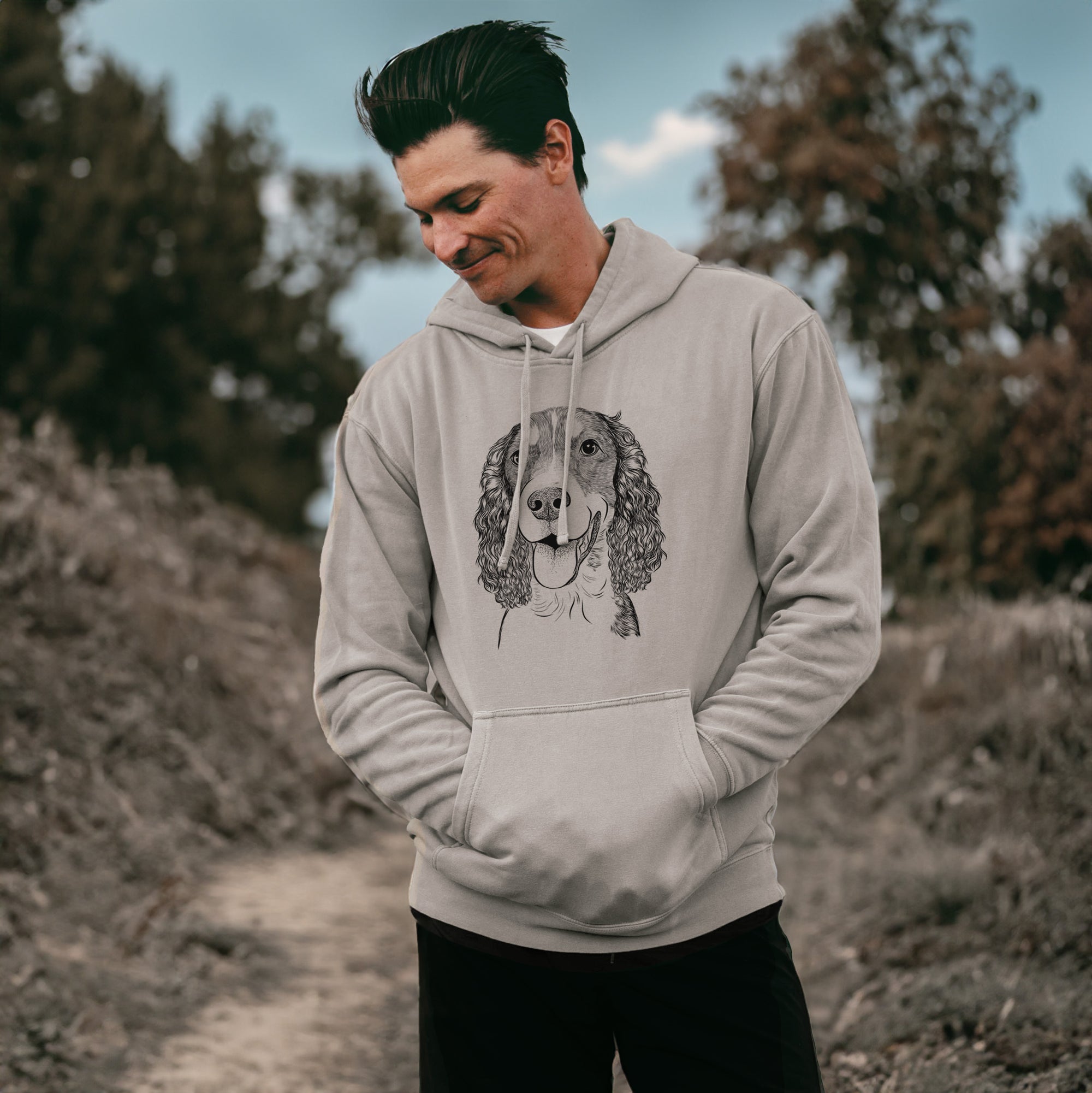 Bare Delilah the English Springer Spaniel - Unisex Pigment Dyed Hoodie