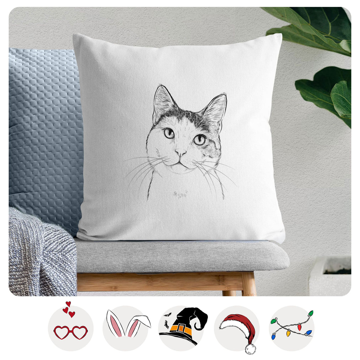 Denver the Calico Cat - Throw Pillow Cover
