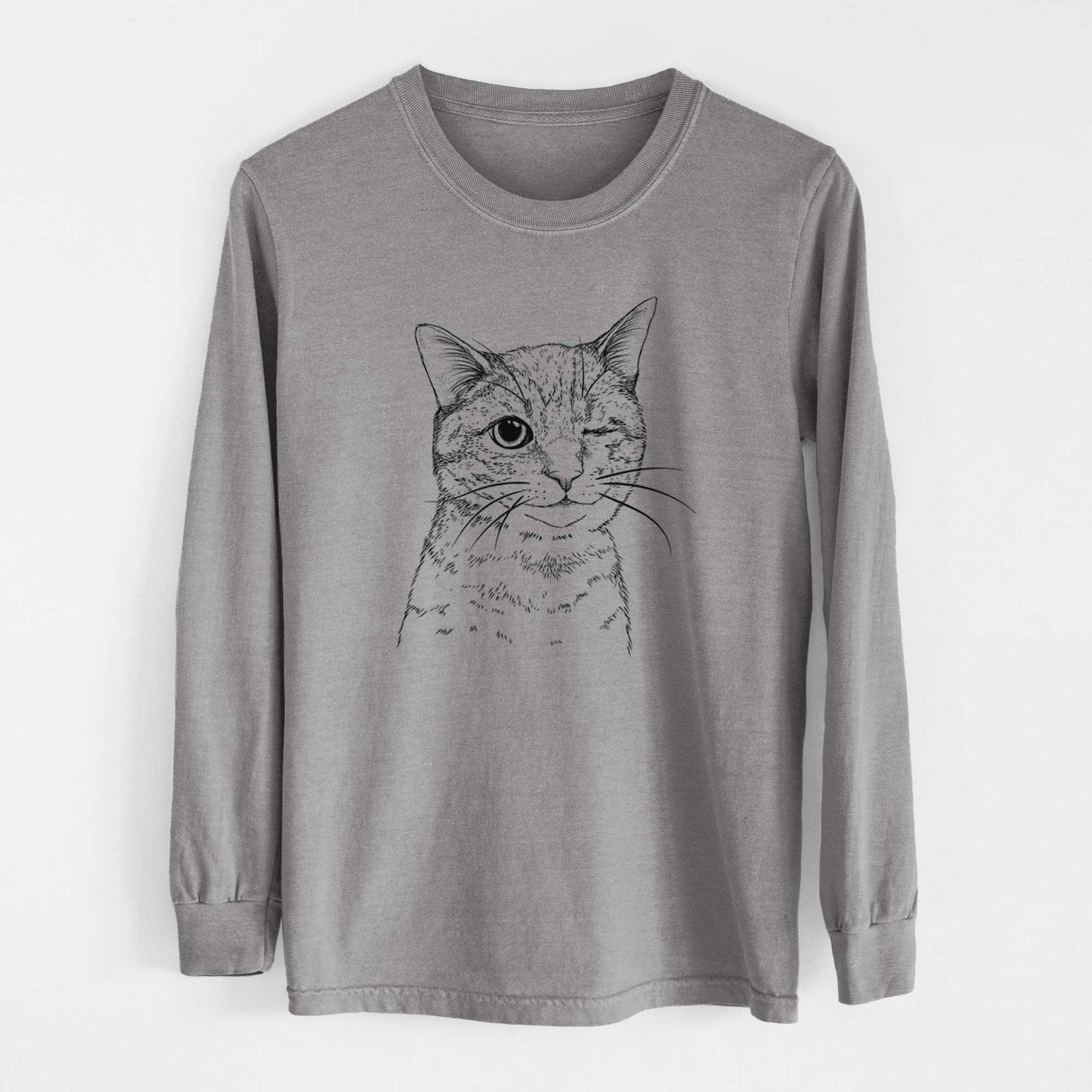 Bare Dexter the Domestic Shorthair - Men's Heavyweight 100% Cotton Long Sleeve
