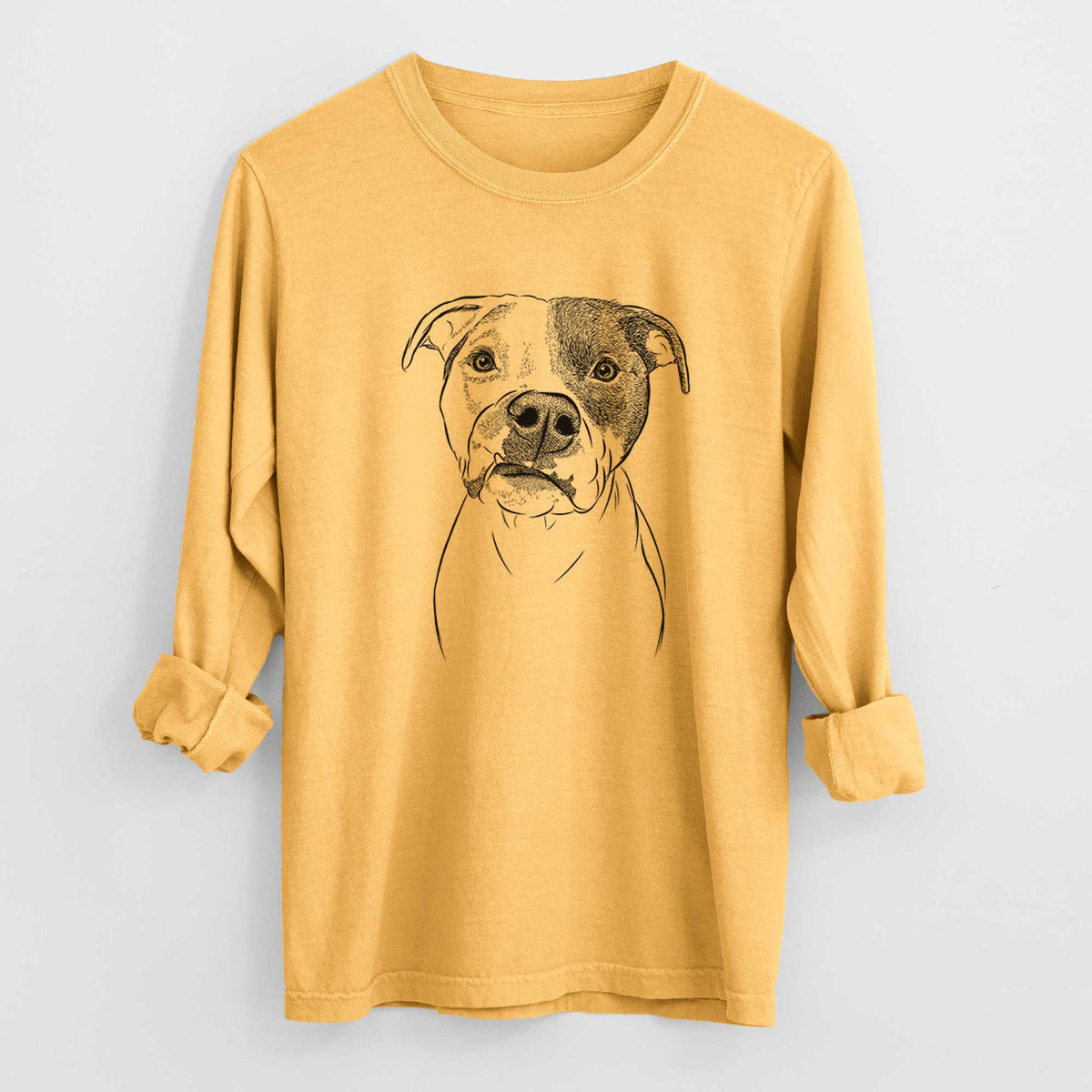 Bare Dexter the Pitbull - Men's Heavyweight 100% Cotton Long Sleeve