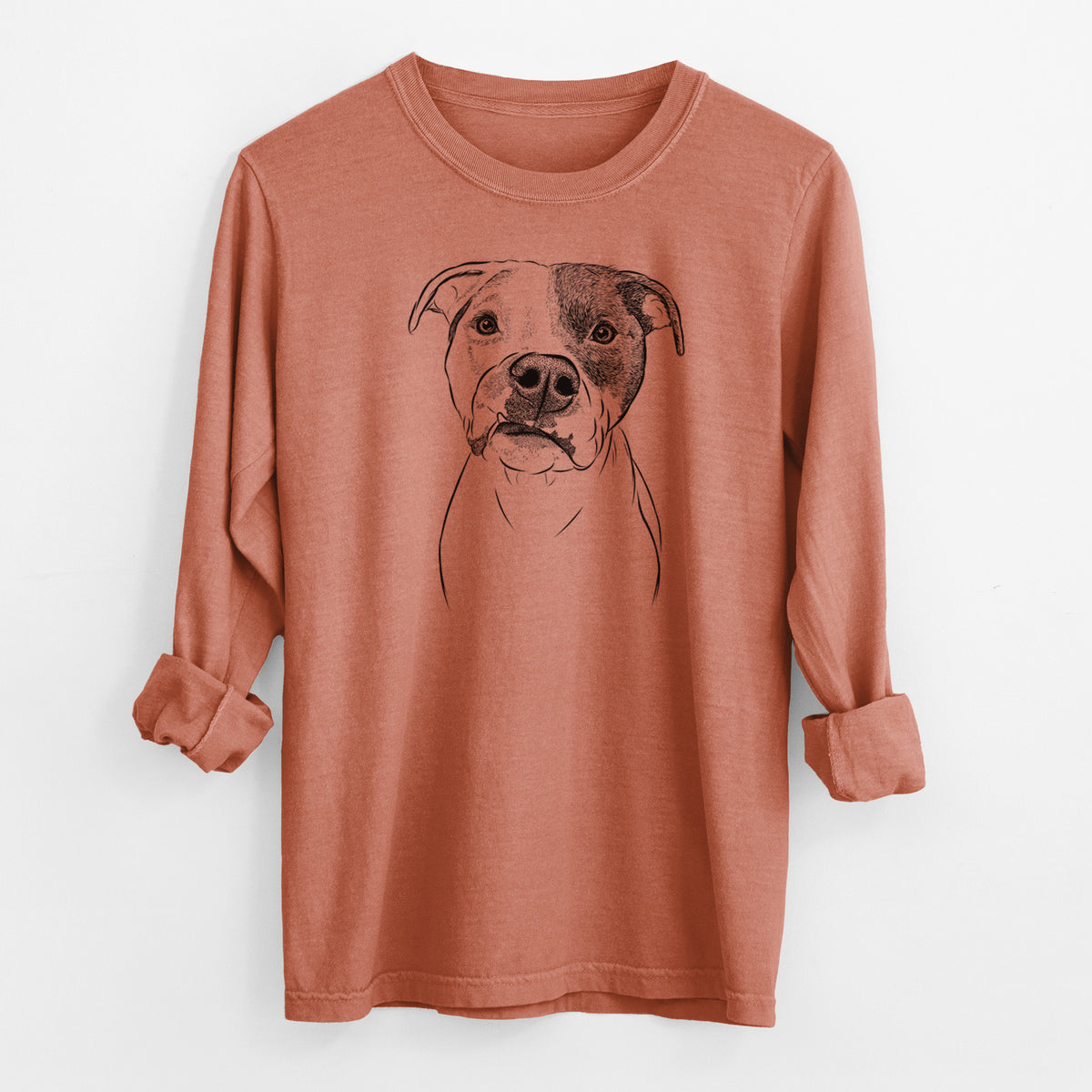 Bare Dexter the Pitbull - Men's Heavyweight 100% Cotton Long Sleeve