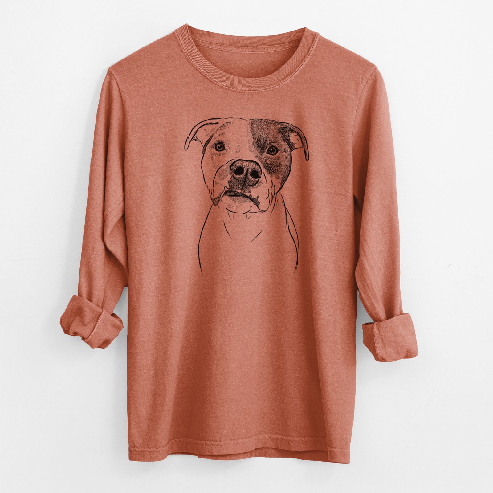 Bare Dexter the Pitbull - Men's Heavyweight 100% Cotton Long Sleeve