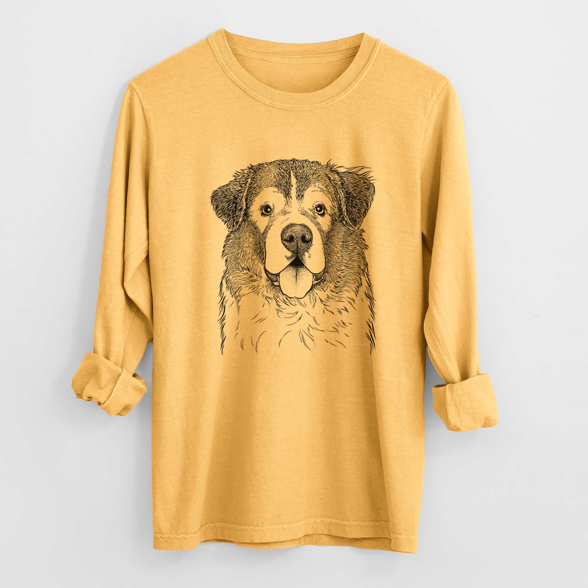 Bare Dilly the Saint Bernard - Men's Heavyweight 100% Cotton Long Sleeve