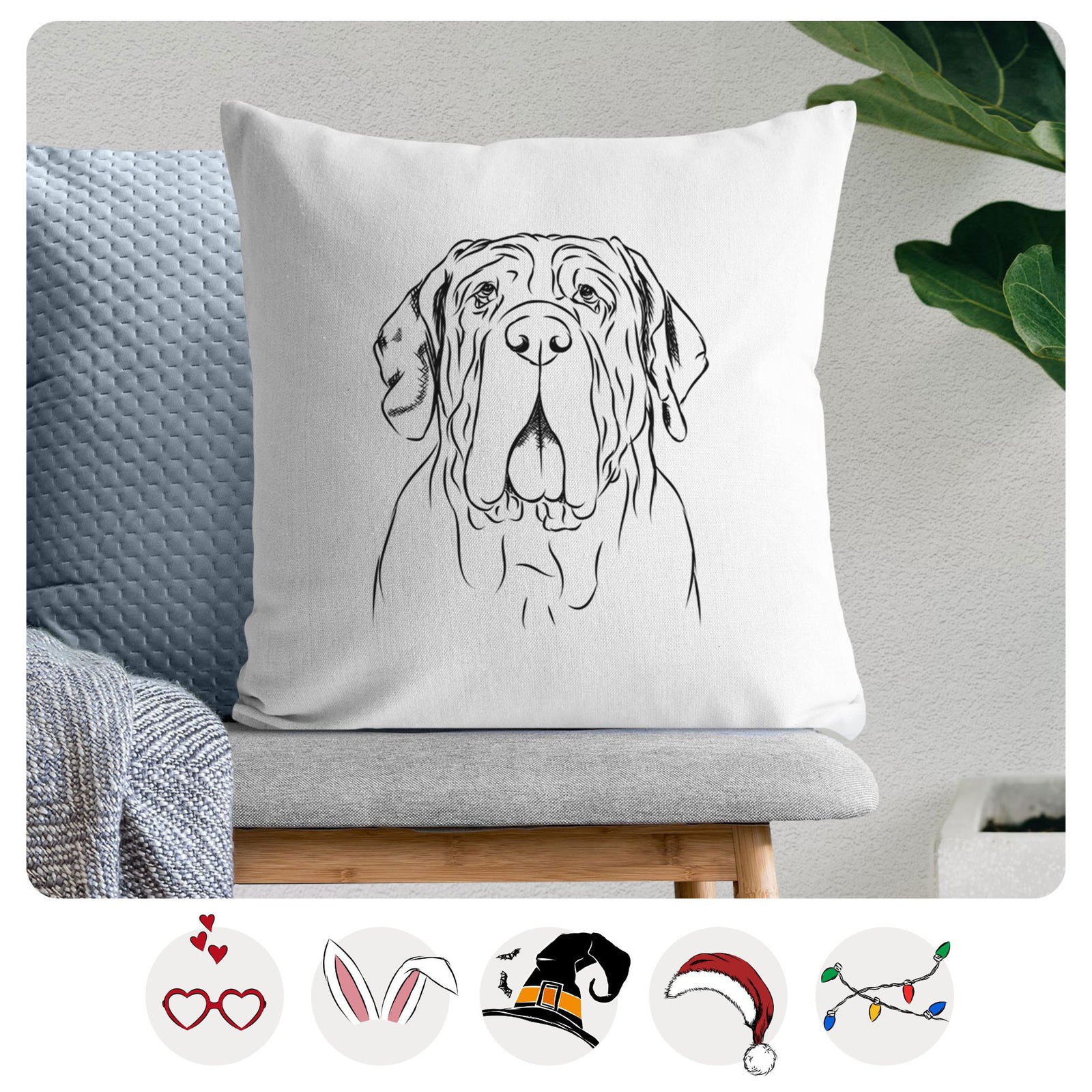 Dinah the Neapolitan Mastiff - Throw Pillow Cover