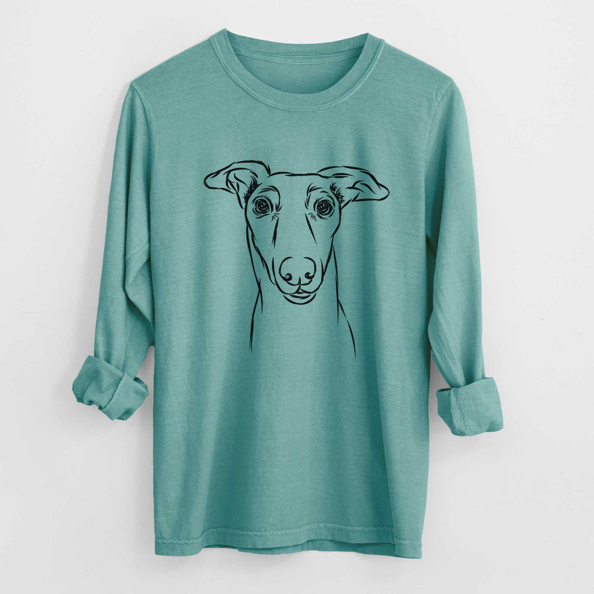 Bare Diva the Greyhound - Men&#39;s Heavyweight 100% Cotton Long Sleeve