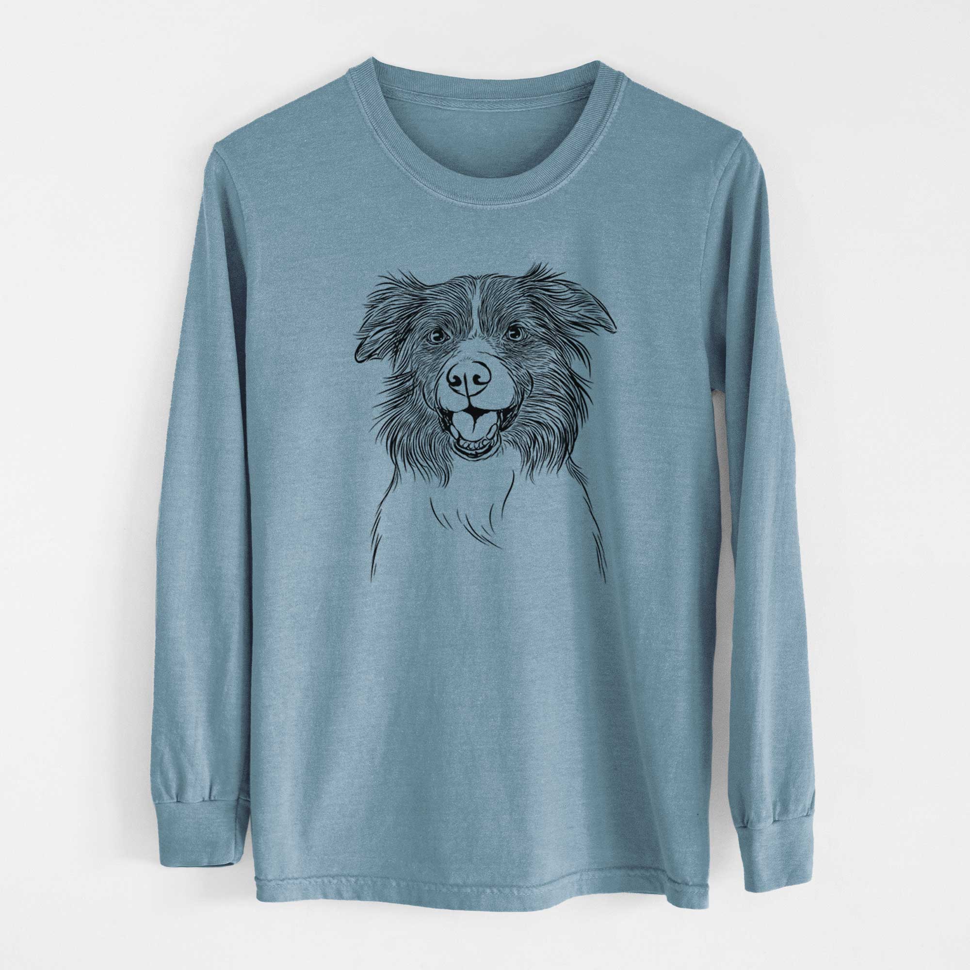 Bare Dizzy the Border Collie - Men's Heavyweight 100% Cotton Long Sleeve