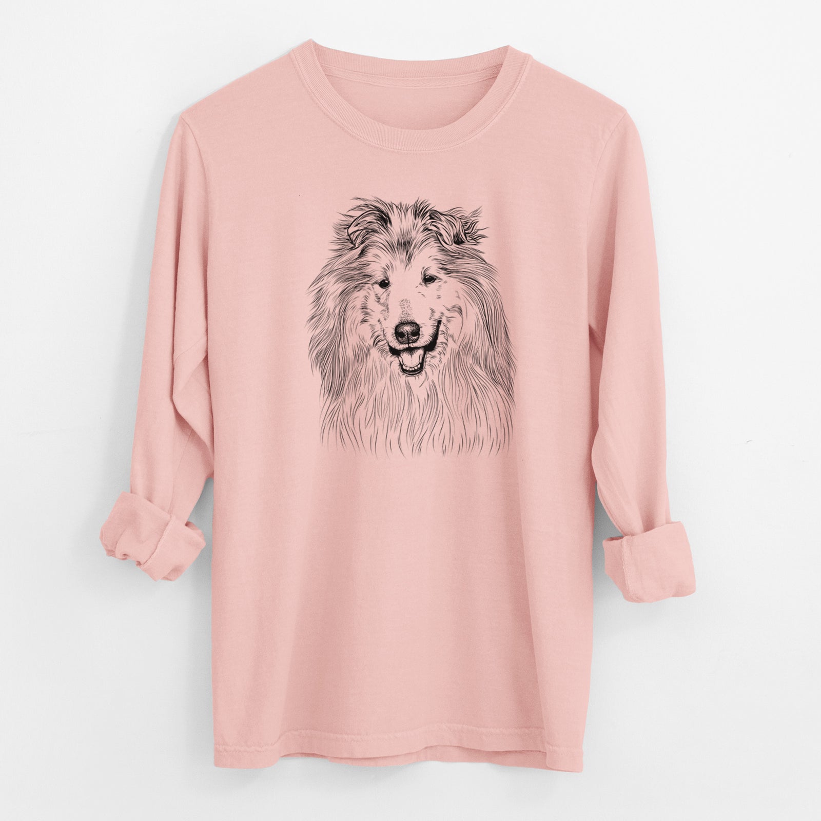 Bare Donnan the Rough Collie - Men's Heavyweight 100% Cotton Long Sleeve