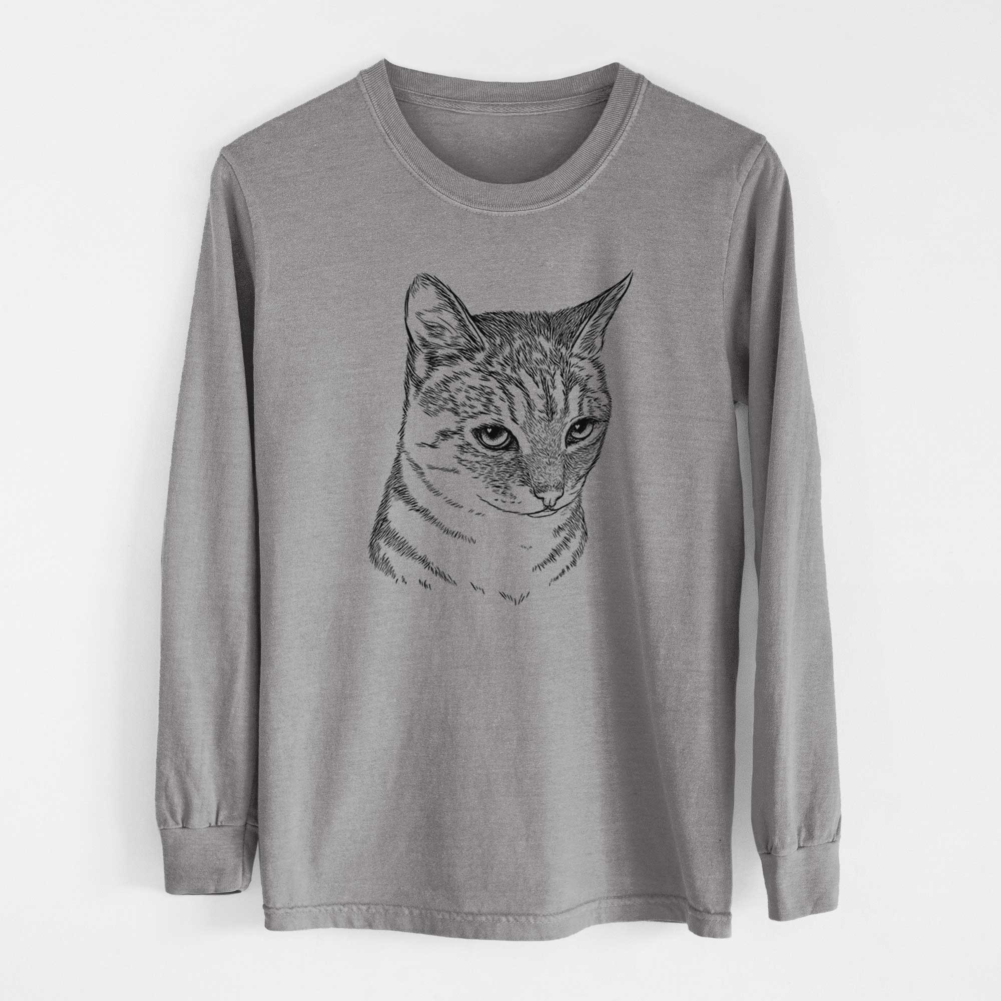 Bare Dora the Tabby Cat - Men's Heavyweight 100% Cotton Long Sleeve