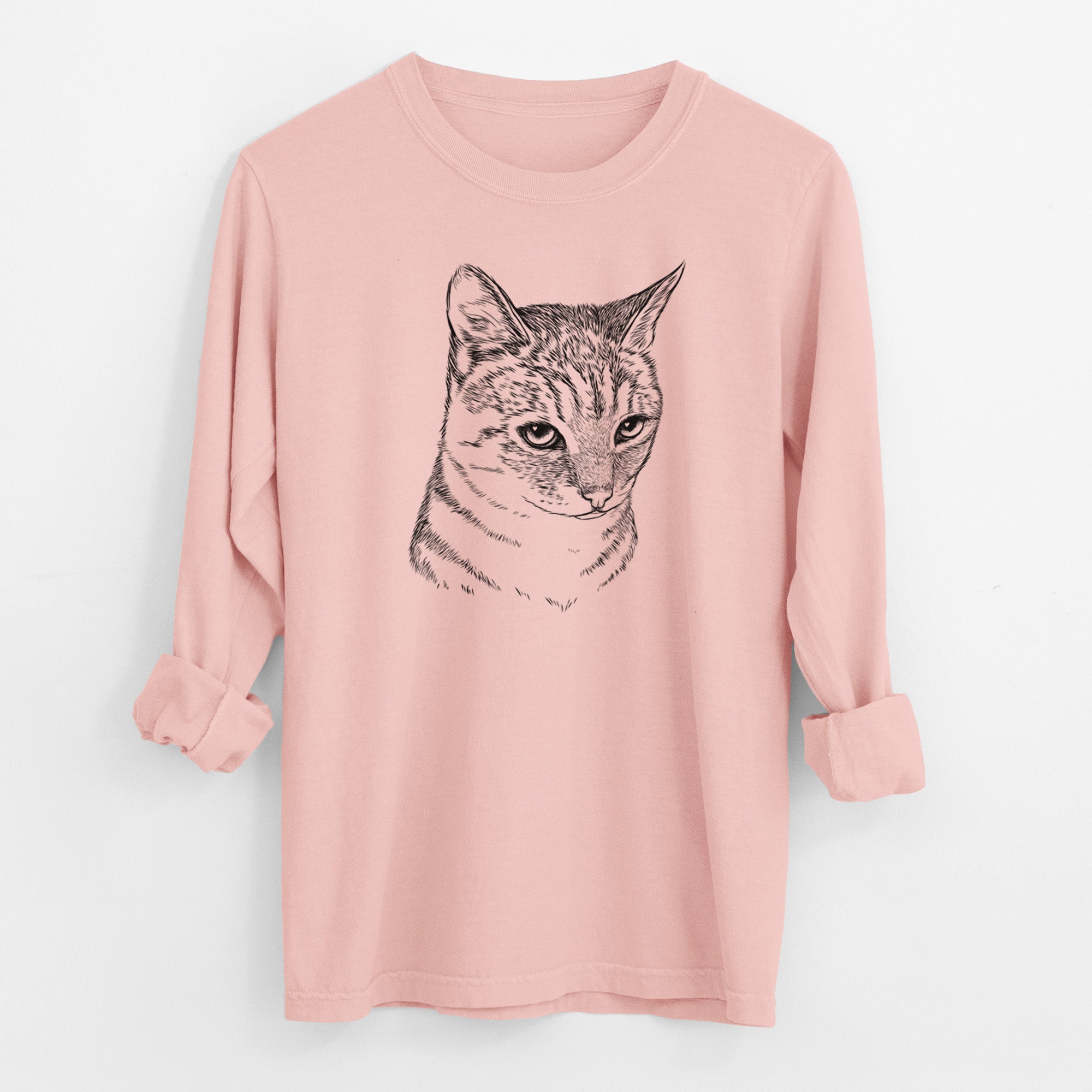 Bare Dora the Tabby Cat - Men's Heavyweight 100% Cotton Long Sleeve