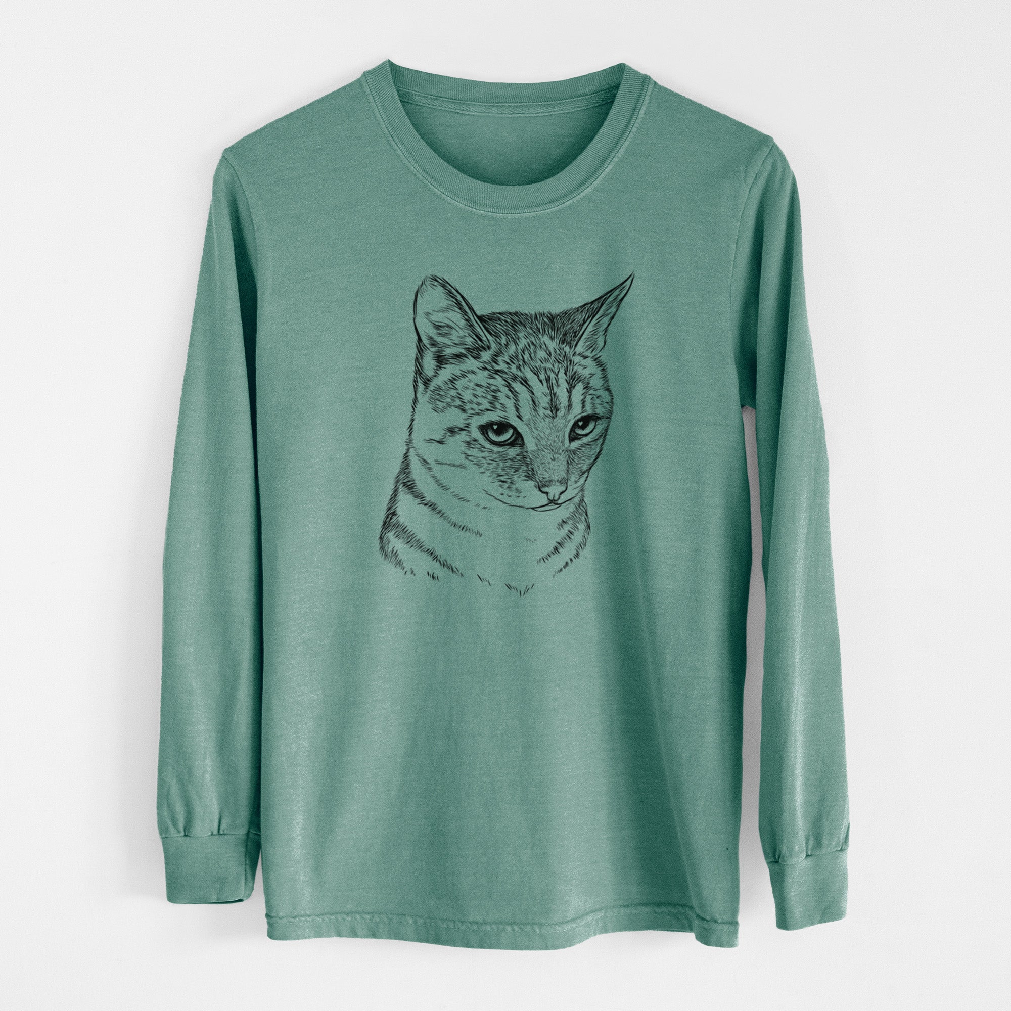 Bare Dora the Tabby Cat - Men's Heavyweight 100% Cotton Long Sleeve