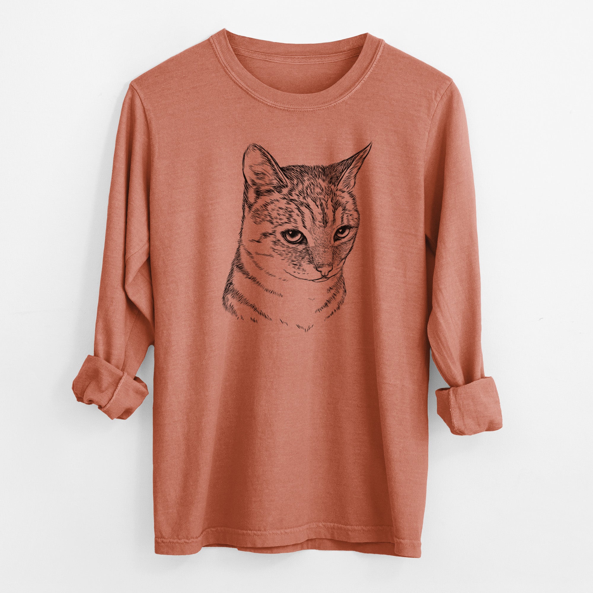 Bare Dora the Tabby Cat - Men's Heavyweight 100% Cotton Long Sleeve