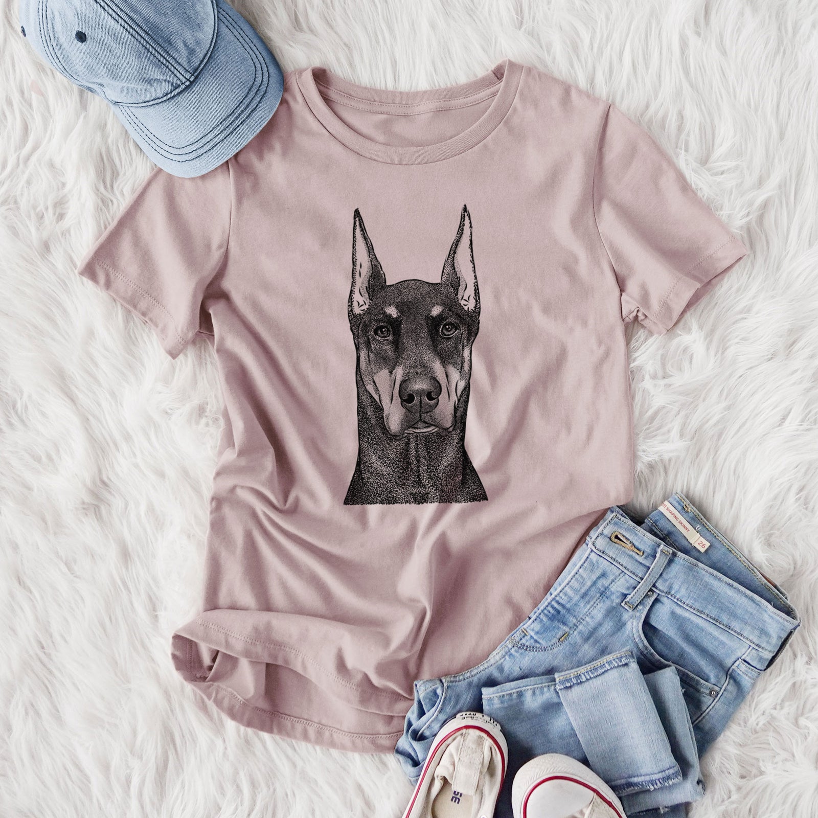 Bare Drake the Doberman Pinscher - Women's Lightweight Relaxed Fit 100% Cotton Crewneck