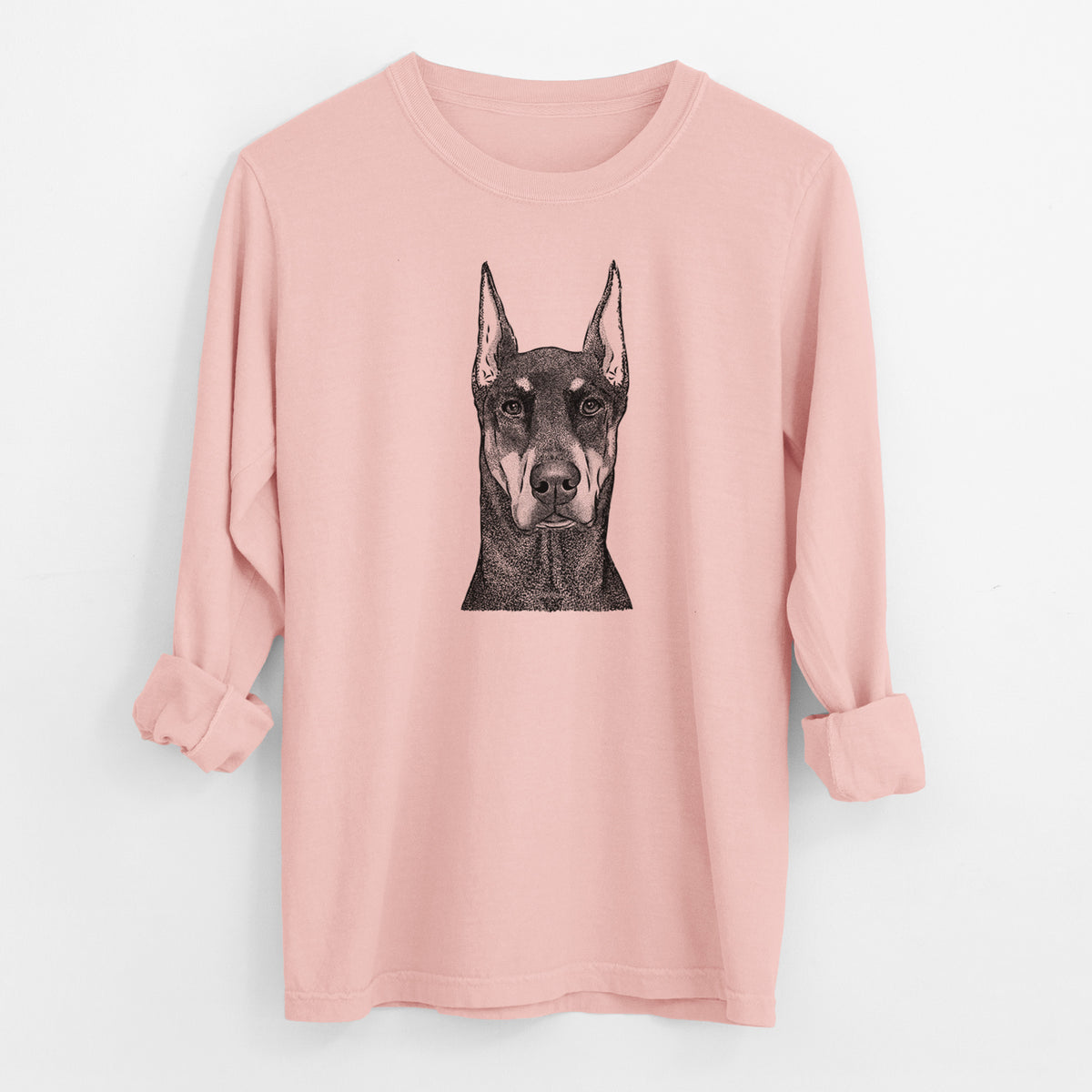 Bare Drake the Doberman Pinscher - Men's Heavyweight 100% Cotton Long Sleeve