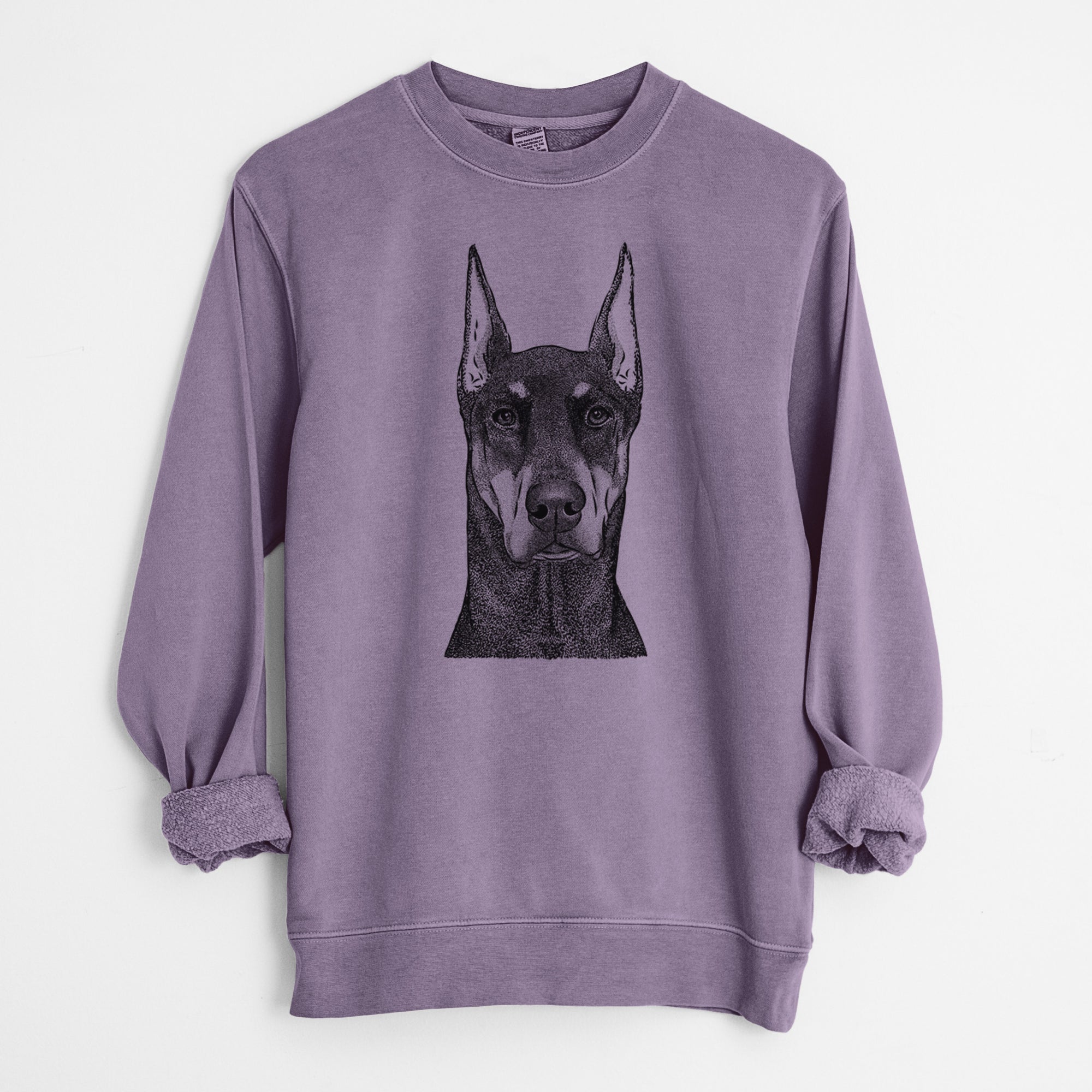 Bare Drake the Doberman Pinscher - Unisex Pigment Dyed Crew Sweatshirt