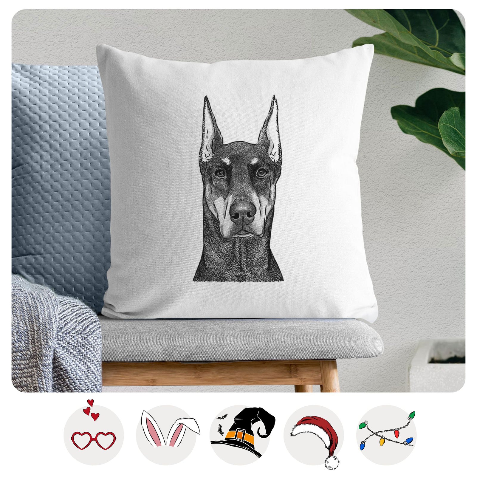 Drake the Doberman Pinscher - Throw Pillow Cover