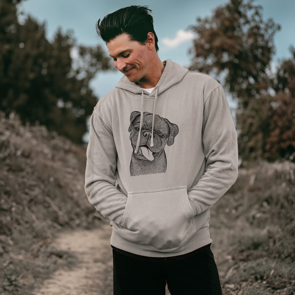 Bare Dudley Danger the Pug - Unisex Pigment Dyed Hoodie