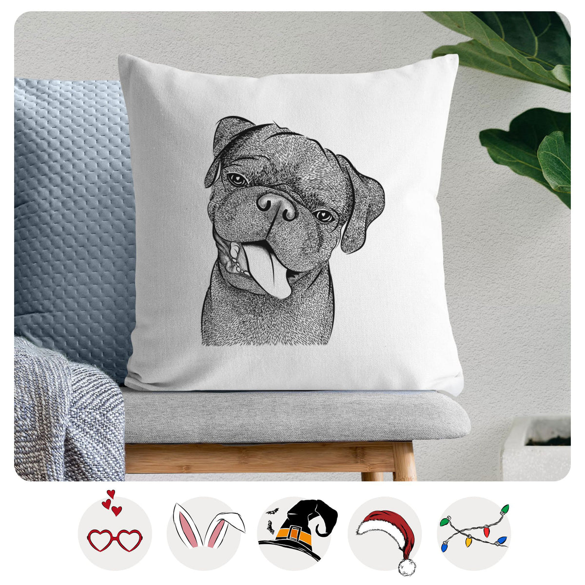 Dudley Danger the Pug - Throw Pillow Cover