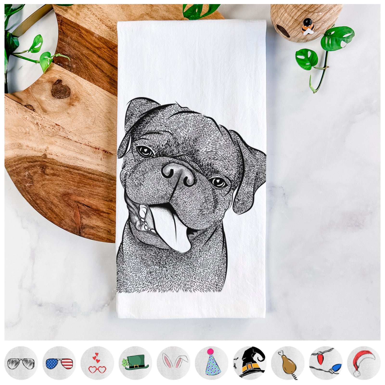 Dudley Danger the Pug Tea Towel