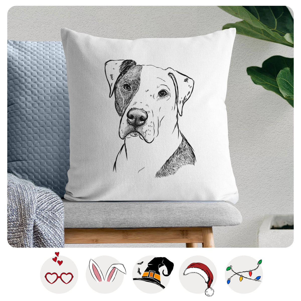 Duke the American Staffordshire Terrier Mix - Throw Pillow Cover