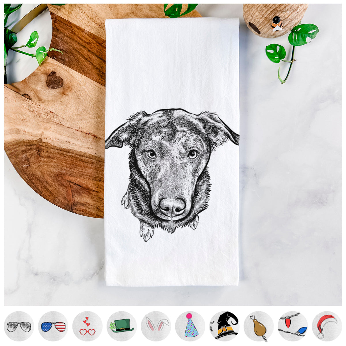 Echo the Pitbull Beagle Mix Tea Towel