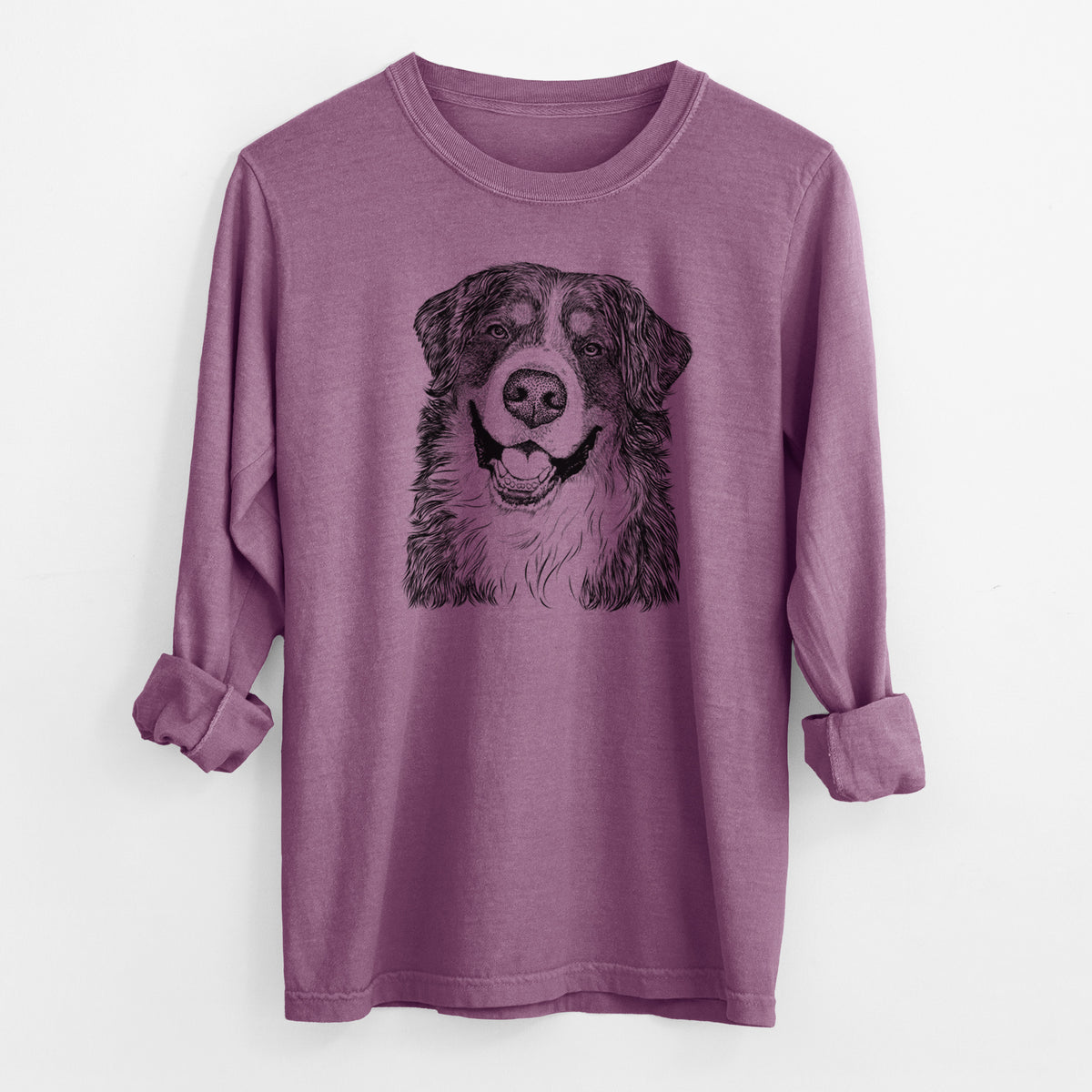 Bare Eiger the Bernese Mountain Dog - Men's Heavyweight 100% Cotton Long Sleeve