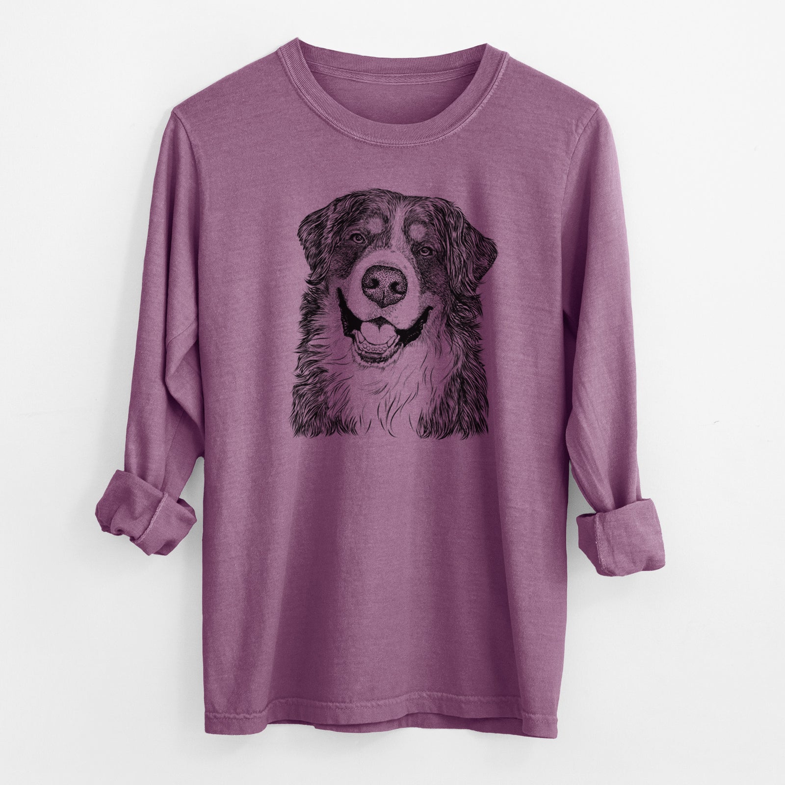 Bare Eiger the Bernese Mountain Dog - Men's Heavyweight 100% Cotton Long Sleeve