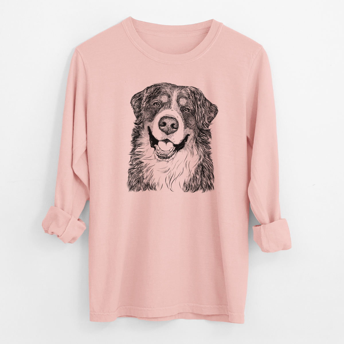 Bare Eiger the Bernese Mountain Dog - Men's Heavyweight 100% Cotton Long Sleeve