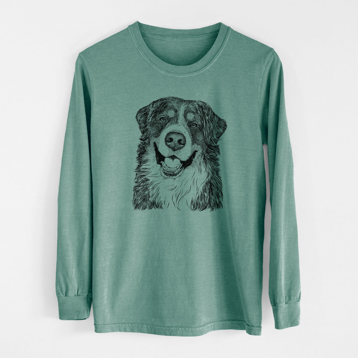 Bare Eiger the Bernese Mountain Dog - Men's Heavyweight 100% Cotton Long Sleeve