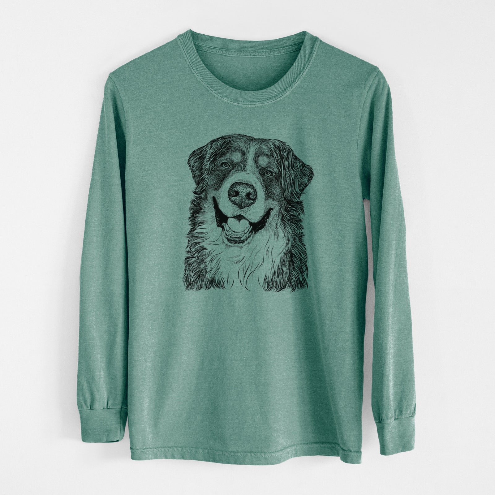 Bare Eiger the Bernese Mountain Dog - Men's Heavyweight 100% Cotton Long Sleeve
