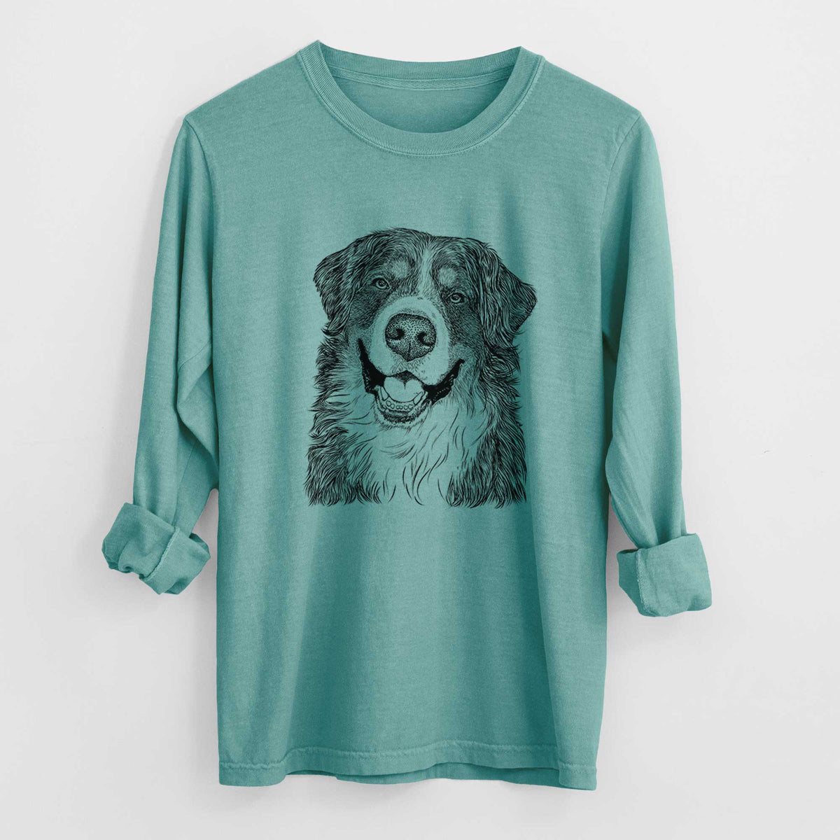 Bare Eiger the Bernese Mountain Dog - Men's Heavyweight 100% Cotton Long Sleeve