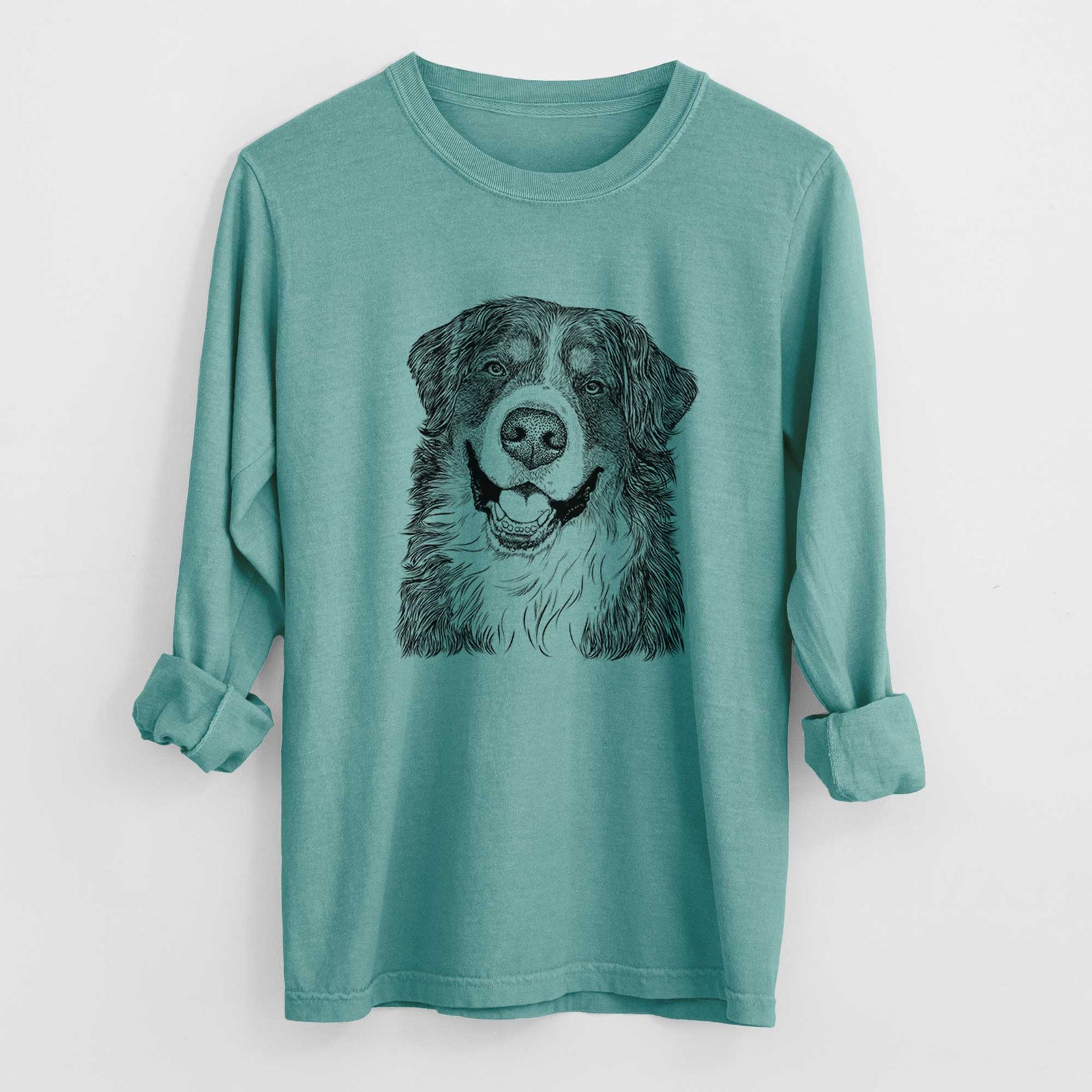 Bare Eiger the Bernese Mountain Dog - Men's Heavyweight 100% Cotton Long Sleeve