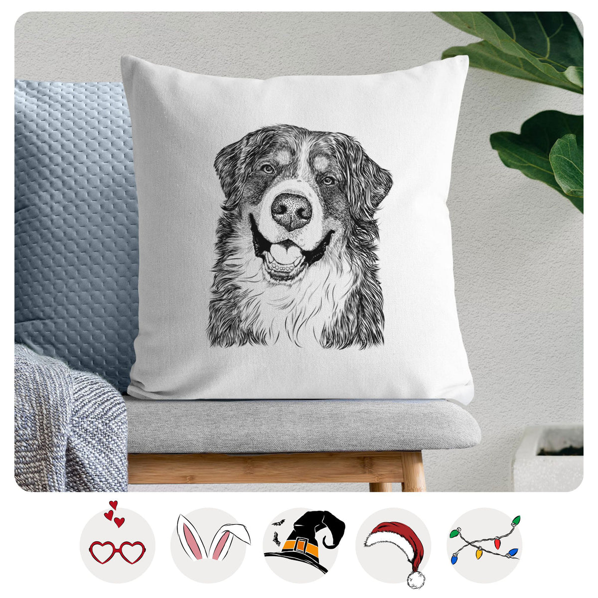 Eiger the Bernese Mountain Dog - Throw Pillow Cover