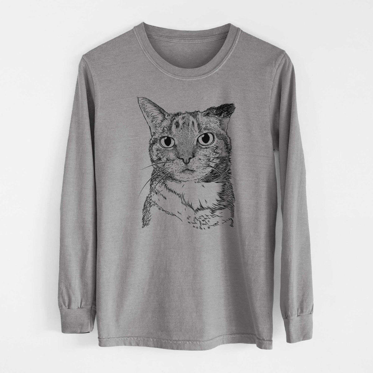 Bare Eleanor the Domestic Shorthair Cat - Men's Heavyweight 100% Cotton Long Sleeve