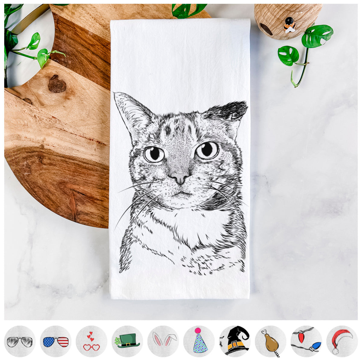 Eleanor the Domestic Shorthair Cat Tea Towel