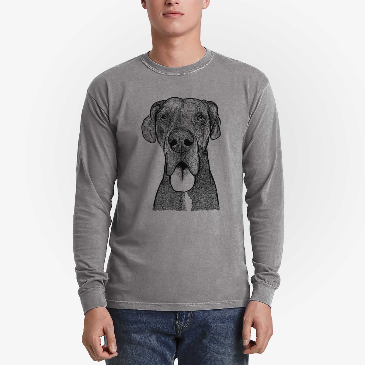 Bare Eli the Great Dane - Men's Heavyweight 100% Cotton Long Sleeve