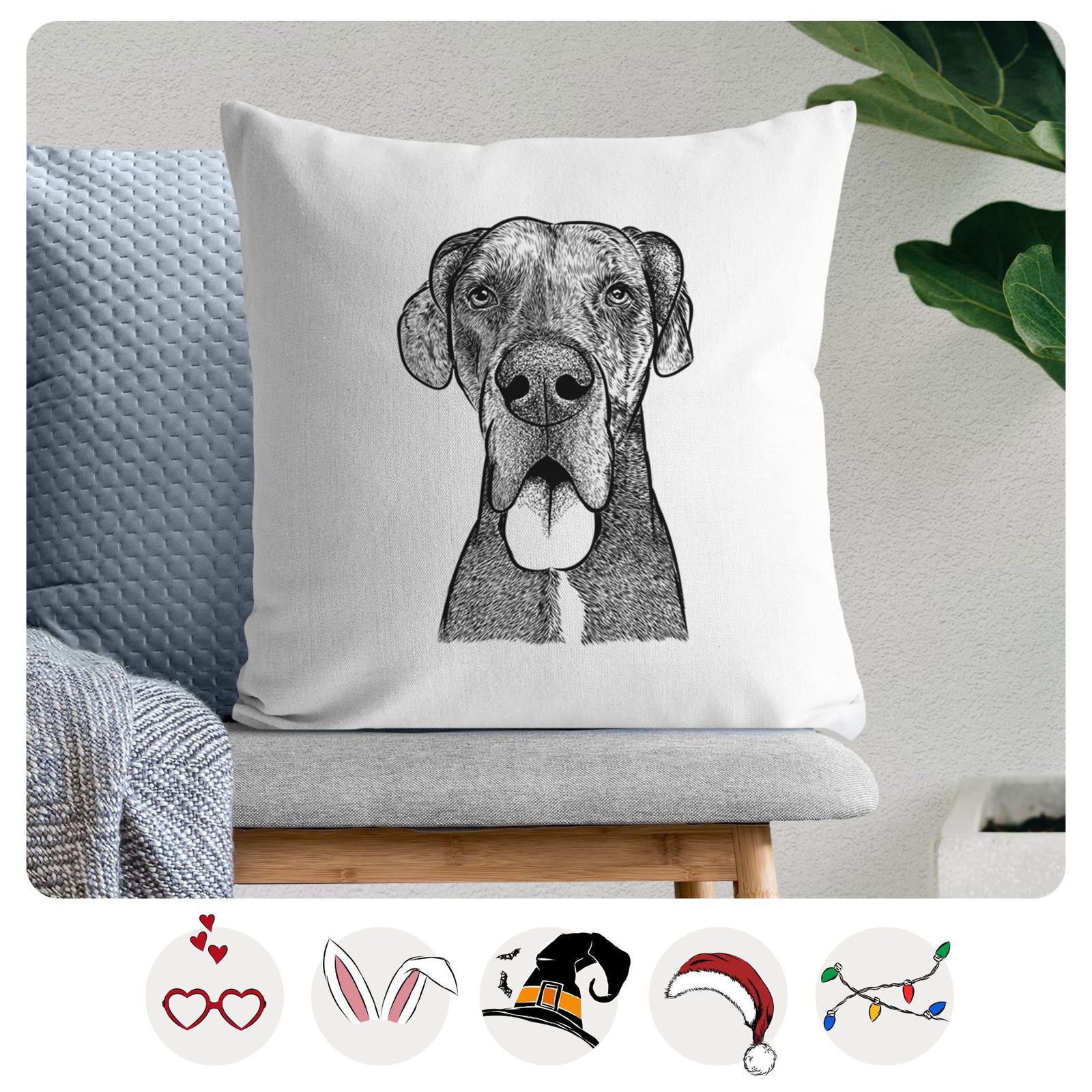 Eli the Great Dane - Throw Pillow Cover