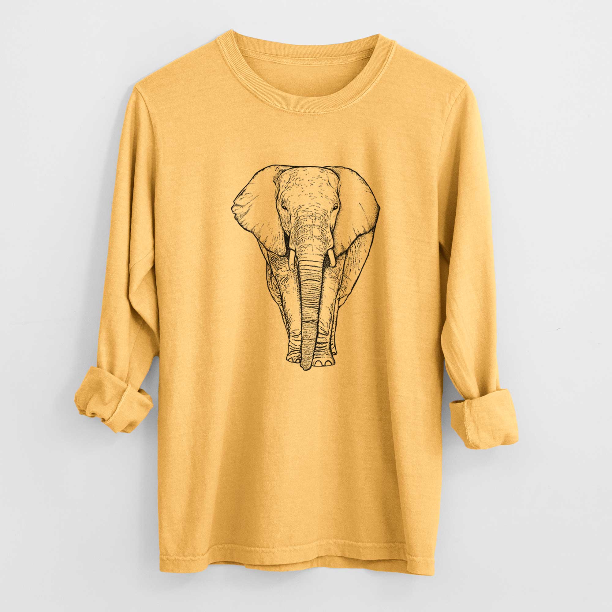 Bare Ella the Elephant - Men's Heavyweight 100% Cotton Long Sleeve