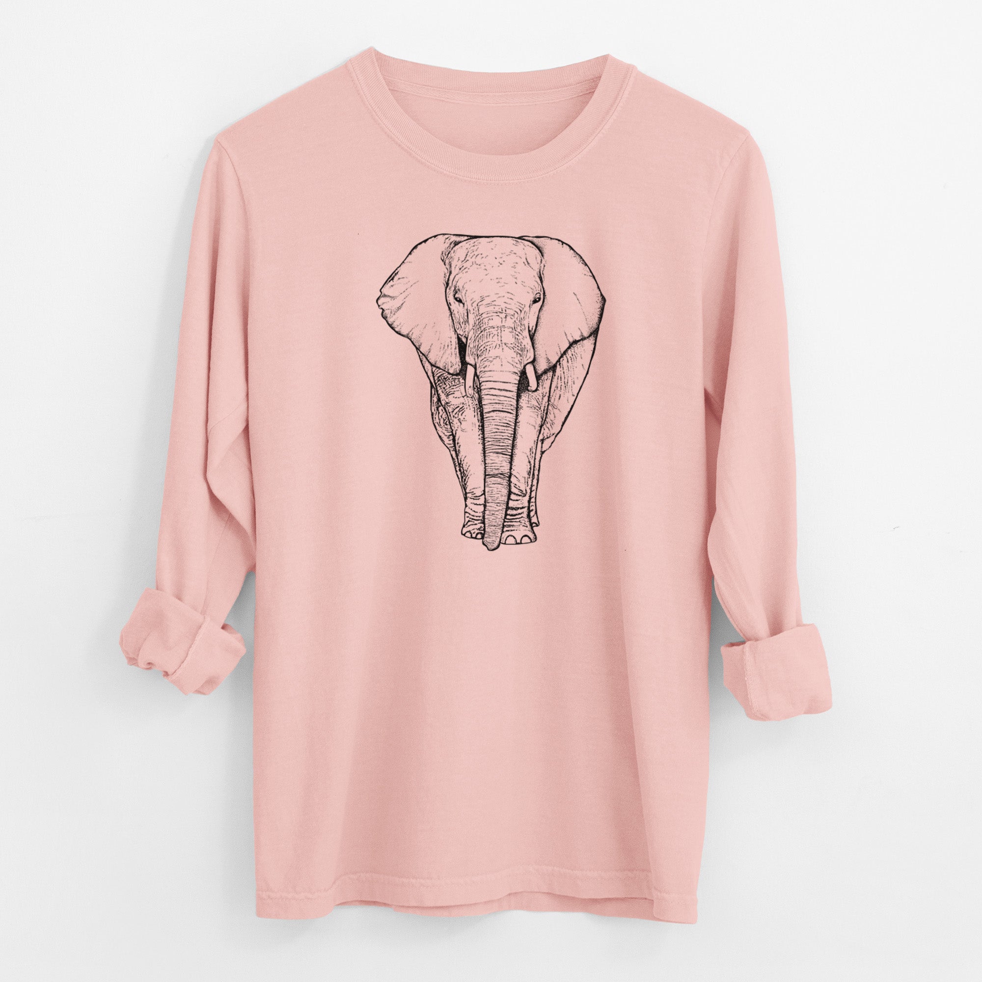 Bare Ella the Elephant - Men's Heavyweight 100% Cotton Long Sleeve